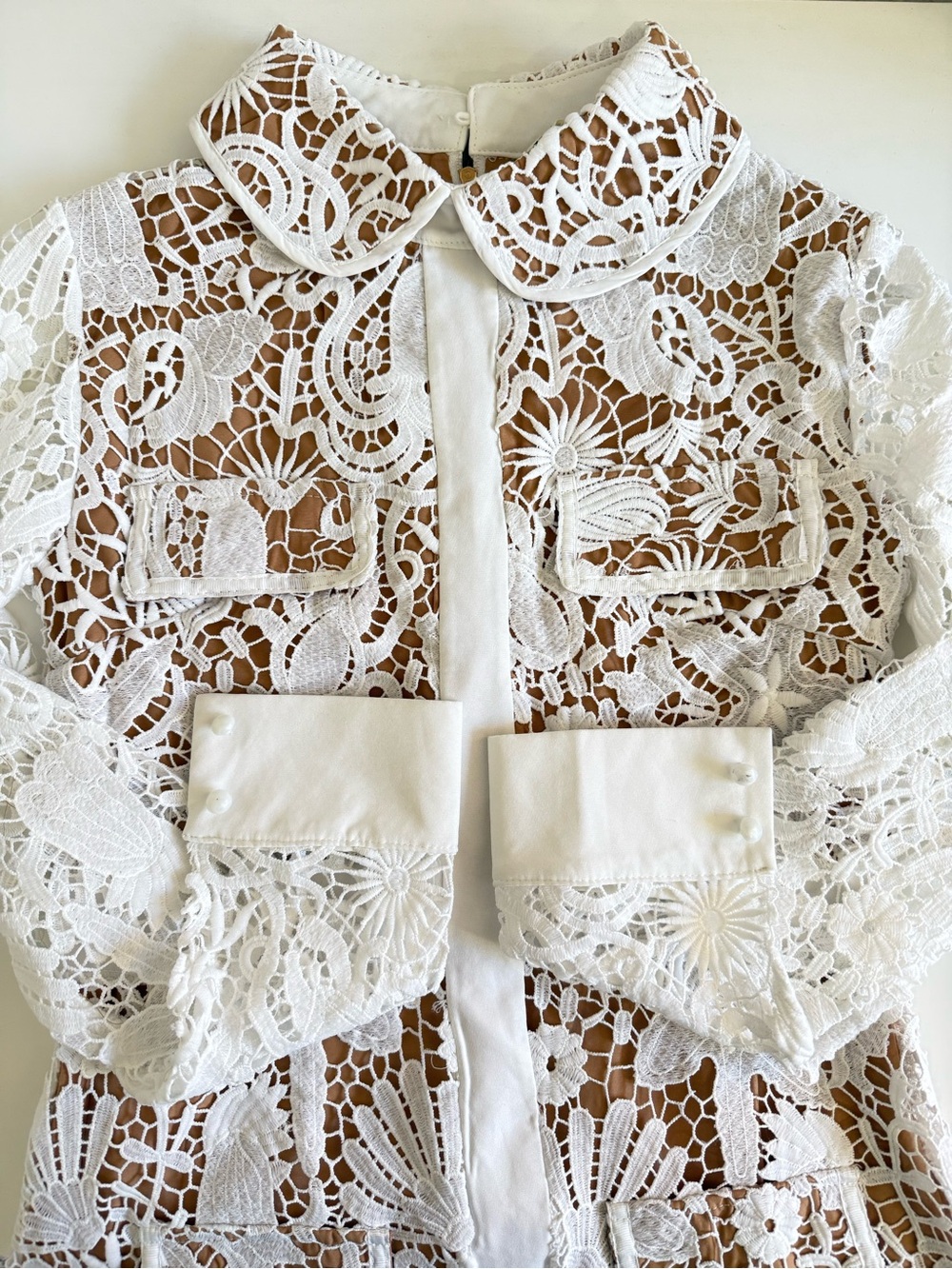 Peekskill Self-Portrait Lace Dress | White Sheer Overlay Romantic | Size M - Picture 3 of 15
